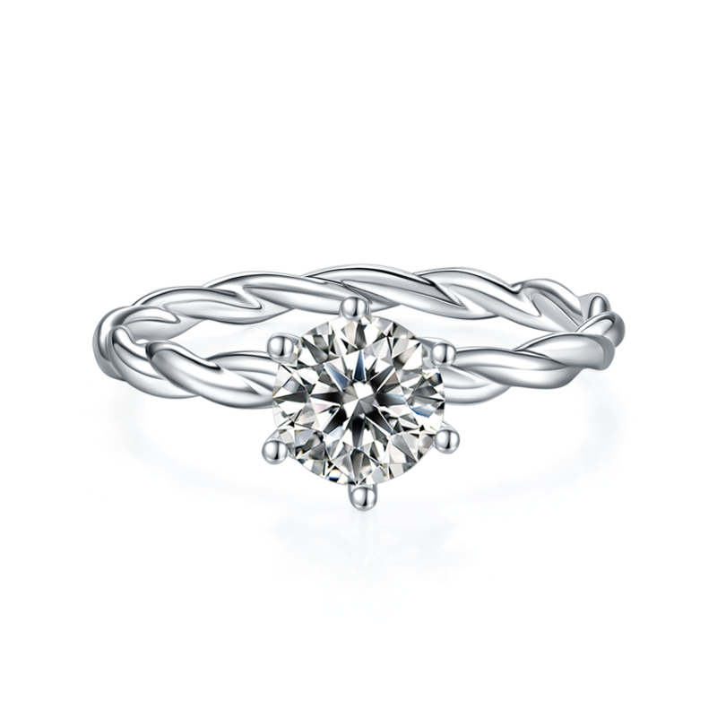 直臂藤蔓S925银镀白金MoissaniteWomen's Ring1ctD级